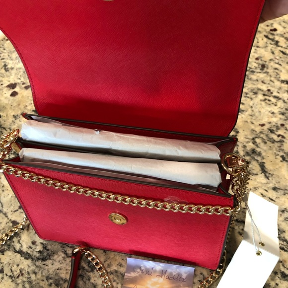 Tory Burch Womens Emerson Red Leather Magnetic Crossbody Handbag Purse NWT - Picture 5 of 7